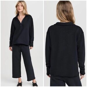 Frank & Eileen Size XL Black Patrick Pullover Henley Sweatshirt Cotton